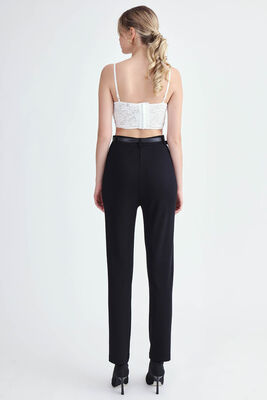 Yüksek Bel Kemerli Modal Pantolon - Thumbnail (12)