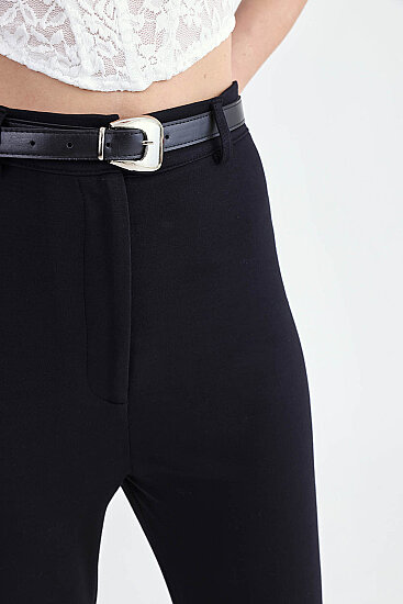 Yüksek Bel Kemerli Modal Pantolon - 12