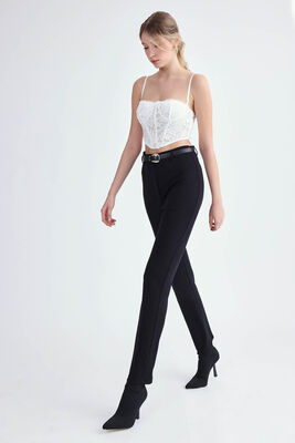 Yüksek Bel Kemerli Modal Pantolon - Thumbnail (10)