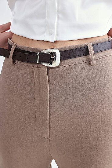 Yüksek Bel Kemerli Modal Pantolon - 18