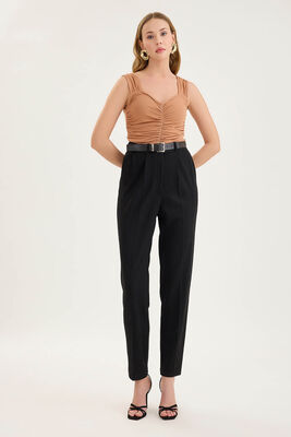 VİTRİN - Yüksek Bel Kemerli Pilili Pantolon