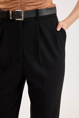 Yüksek Bel Kemerli Pilili Pantolon - Thumbnail (5)