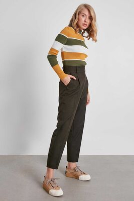 Yüksek Bel Kumaş Pantolon - Thumbnail (12)