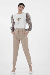 Yüksek Bel Kumaş Pantolon - 32