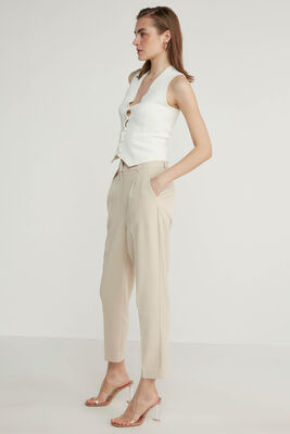 Yüksek Bel Kumaş Pantolon - 50