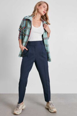 Yüksek Bel Kumaş Pantolon - Thumbnail (18)