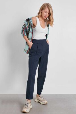 Yüksek Bel Kumaş Pantolon - Thumbnail (19)