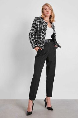 Yüksek Bel Kumaş Pantolon - Thumbnail (24)