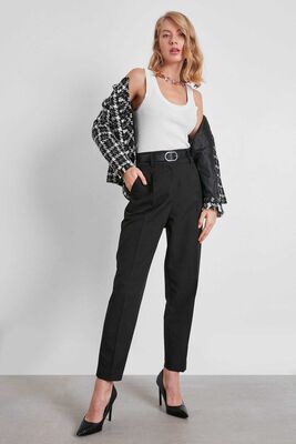 Yüksek Bel Kumaş Pantolon - Thumbnail (26)