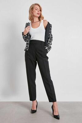 Yüksek Bel Kumaş Pantolon - Thumbnail (27)