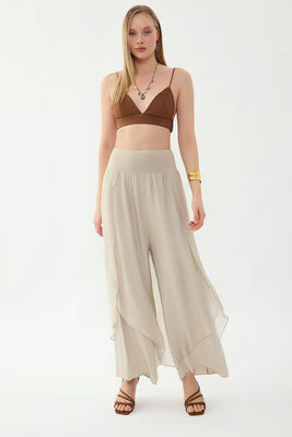 Yüksek Bel Lastikli İpek Pantolon (1)