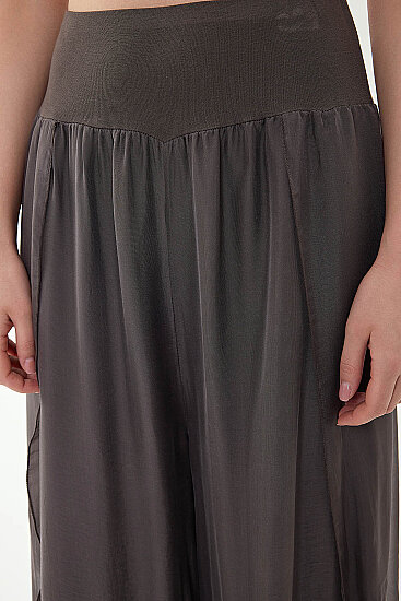 Yüksek Bel Lastikli İpek Pantolon - 18