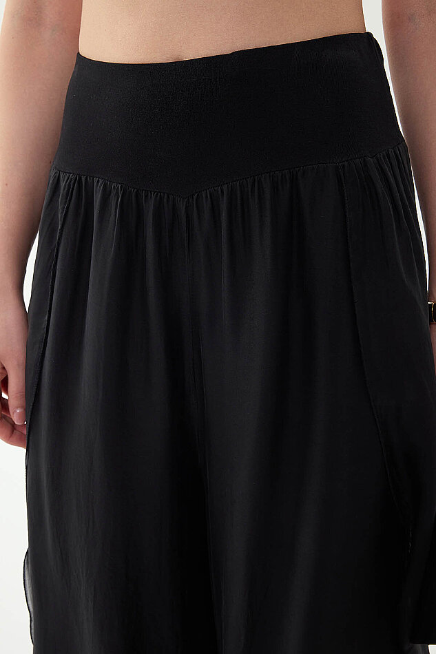 Yüksek Bel Lastikli İpek Pantolon - 22