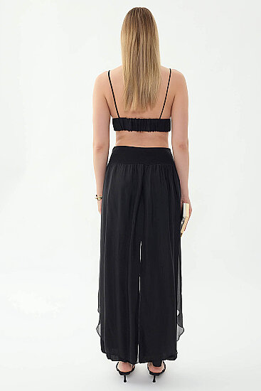 Yüksek Bel Lastikli İpek Pantolon - 23