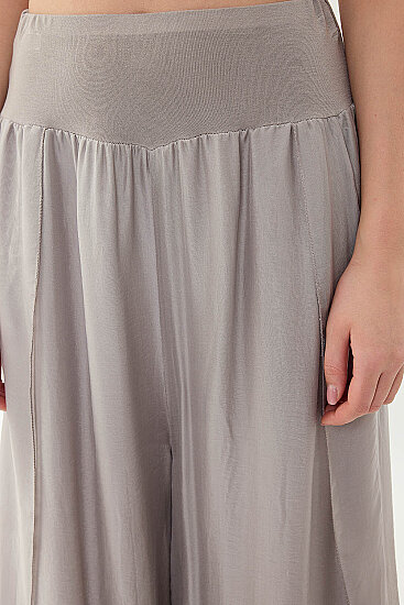 Yüksek Bel Lastikli İpek Pantolon - 29