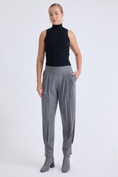 Yüksek Bel Piliseli Bilek Boy Pantolon - 1