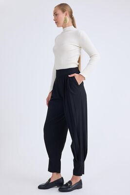 Yüksek Bel Piliseli Bilek Boy Pantolon - Thumbnail (6)