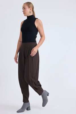 Yüksek Bel Piliseli Bilek Boy Pantolon - Thumbnail (9)