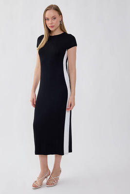 Yuvarlak Yaka İki Renk Elbise (1)