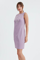 Yuvarlak Yaka Sıfır Kol Elbise - 5