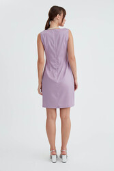 Yuvarlak Yaka Sıfır Kol Elbise - 4