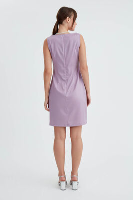 Yuvarlak Yaka Sıfır Kol Elbise - 4