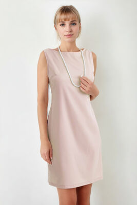 Yuvarlak Yaka Sıfır Kol Elbise - 7