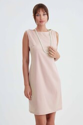 Yuvarlak Yaka Sıfır Kol Elbise - 8