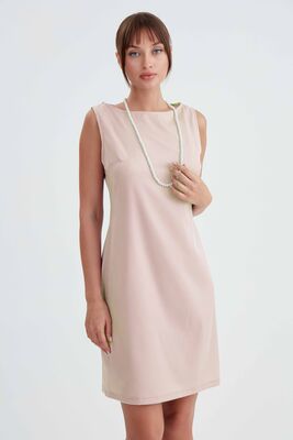 Yuvarlak Yaka Sıfır Kol Elbise - 8