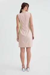 Yuvarlak Yaka Sıfır Kol Elbise - 11