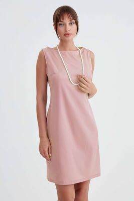 Yuvarlak Yaka Sıfır Kol Elbise - 13