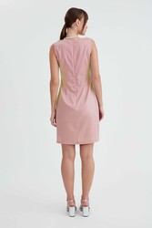 Yuvarlak Yaka Sıfır Kol Elbise - 16