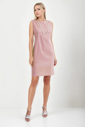 Yuvarlak Yaka Sıfır Kol Elbise - 12