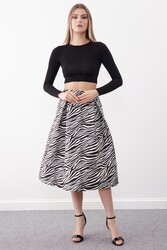 Yuvarlak Yaka Uzun Kol Crop Bluz - 3